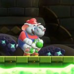 mario riding on yoshi