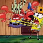 SpongeBob strangling Mr. Krabs meme