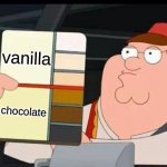 Peter Griffin skin color chart race terrorist blank | vanilla; chocolate | image tagged in memes | made w/ Imgflip meme maker