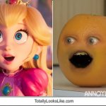 Totally Looks Like | image tagged in totally looks like,super mario,princess peach,annoying orange,peaches,super mario bros | made w/ Imgflip meme maker