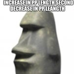 moai | THE FIRST COMMENT INCREASE IN PP LENGTH SECOND DECREASE IN PP LEANGTH | image tagged in moai,pp length | made w/ Imgflip meme maker