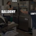 BFB 2. | “ACCIDENTALLY” POPPING HIM; BALLOONY; LEAFY | image tagged in girl throwing ice cream at guy,bfb,bfdi | made w/ Imgflip meme maker