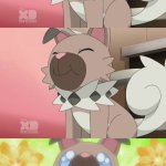 Rockruff eats cake meme