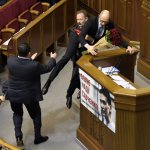Yatsenyuk is taken from the stand