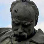 The shot monument to Taras Shevchenko in Borodyanka