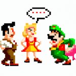 Mario saying something and Luigi kicks him out but bowser and pe