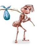 ant with stick bag