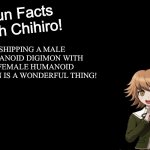 Chihiro loves Male Humanoid Digimon x Female Humanoid Digimon ships | SHIPPING A MALE HUMANOID DIGIMON WITH A FEMALE HUMANOID DIGIMON IS A WONDERFUL THING! | image tagged in fun facts with chihiro template danganronpa thh | made w/ Imgflip meme maker