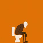 Old man dying on the toilet