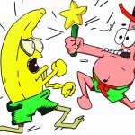 a spongebob meeting patrick fights a banana