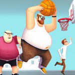Walter white dunking on a fat male gamer while playing basketbal