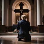 Trump Kneeling Before the Cross template