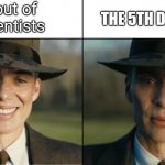 Oppenheimer Sad | 4 out of 5 dentists; THE 5TH DENTIST | image tagged in oppenheimer sad | made w/ Imgflip meme maker