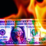 A dollar bill burning