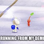 My entire nightime life | ME RUNNING FROM MY DEMONS | image tagged in gifs,pikmin,louie,funny | made w/ Imgflip video-to-gif maker