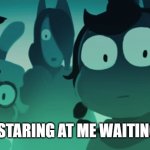 Cucumber Quest stare | ALL MY PAPERS STARING AT ME WAITING TO BE GRADED | image tagged in cucumber quest stare,teachers,english teachers | made w/ Imgflip meme maker