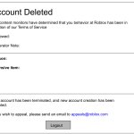 ROBLOX Account Deleted