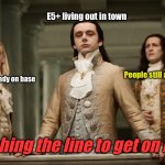 Base traffic life | E5+ living out in town; People still at work; Sailors already on base; Watching the line to get on base | image tagged in twilight aro,military humor | made w/ Imgflip meme maker