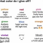 what color do i give off meme