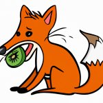 Fox biting kiwi template