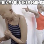 *insert title* | THIS MF GOT THEM FAKE J'S | image tagged in pointing mannequin,fake j's,j's | made w/ Imgflip meme maker