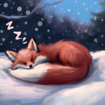 cute fox sleeping in the snow template