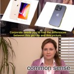 just the cameras, but still the SAME SH*T | common sense | image tagged in memes,they're the same picture,iphone,damn | made w/ Imgflip meme maker