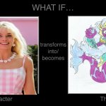 What if Barbie transforms into an evil mermaid queen? | image tagged in what if character transforms into become hmm,barbie,ruby | made w/ Imgflip meme maker
