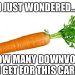 DOWNVOTE IT!!!! plz no upvotes | I JUST WONDERED…; HOW MANY DOWNVOTES DO I GET FOR THIS CARROT? | image tagged in independent carrot,carrots,memes,funny memes,meme,downvote | made w/ Imgflip meme maker