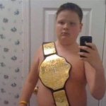 KID WITH CHAMPION BELT SELFIE