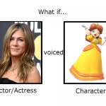 What if Jennifer Aniston voiced princess Daisy(if the super mario movie had a sequel) | image tagged in what if this actor or actress voiced this character,super mario,super mario movie,nintendo,princess daisy,jennifer aniston | made w/ Imgflip meme maker