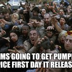 EACH MOM FOR THEMSELVES | MOMS GOING TO GET PUMPKIN SPICE FIRST DAY IT RELEASED | image tagged in zombies approaching,pumpkin spice | made w/ Imgflip meme maker