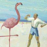 Man Wrestling Flamingo