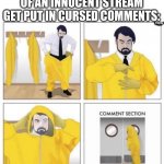 comment section | WHEN THE COMMENTS OF AN INNOCENT STREAM GET PUT IN CURSED COMMENTS: | image tagged in comment section | made w/ Imgflip meme maker