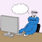 Angry Cookie Monster At Computer