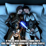 Killing Sabine Wren 02 | IF YOU GO HIGH ENOUGH, I THINK YOU'LL FIND THAT WE BOTH WORK FOR THE SAME PEOPLE! | image tagged in killing sabine wren 02,star wars,ahsoka,sabine wren,shin hati,killing eve | made w/ Imgflip meme maker