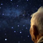 old man looking at stars