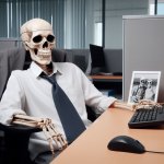 Skeleton Office Drone meme