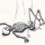skeleton laying on back