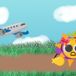 Minty the Emojicat Being Chased By An Airplane meme