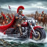 Roman Centurion in a Motorcycle