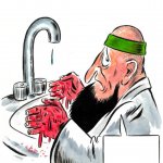 Palestinian Terrorist with bloody hands meme