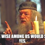 Dumbledore | THE WISE AMONG US WOULD SAY,
YES. | image tagged in dumbledore | made w/ Imgflip meme maker