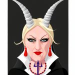 Marine le Pen with devil horns