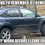 I can't remember work | ME TRYING TO REMEMBER IF I REMEMBERED; TO DO MY WORK BEFORE I LEAVE FOR WORK | image tagged in deep thoughts squirrel | made w/ Imgflip meme maker