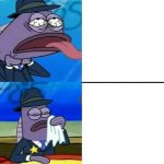 SpongeBob Health Inspector Choking vs. Wiping Mouth meme
