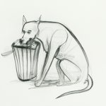 dogo eating trash