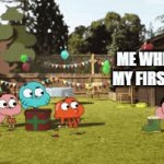 I have a job at a church | ME WHEN I GOT MY FIRST CHECK | image tagged in gifs,gumball | made w/ Imgflip video-to-gif maker