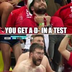 YAY! | YOU GET A D- IN A TEST; YOUR PARENTS DONT CARE | image tagged in euro 2020 swiss fan,not me,idk,funny,soccer | made w/ Imgflip meme maker