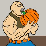 wrestler eating pumpkin